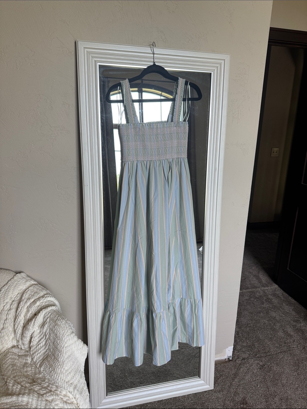 Abercrombie & Fitch Pastel Striped Midi Skirt/Dress in Blue, Mint & Cream - Picture 4 of 6